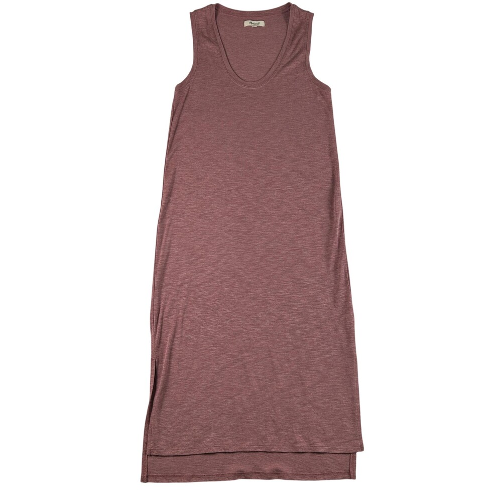 Madewell Dress Womens XS Pink Jersey Tank Maxi Scoop Neck Side Slit Casual